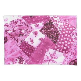 Crazy Quilt Patroon Roze Witte Bloemen Patchwork Kussensloop