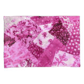 Crazy Quilt Patroon Roze Witte Bloemen Patchwork Kussensloop (Voorkant-Rechts)