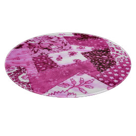 Crazy Quilt Patroon Roze Witte Bloemen Patchwork Snijplank