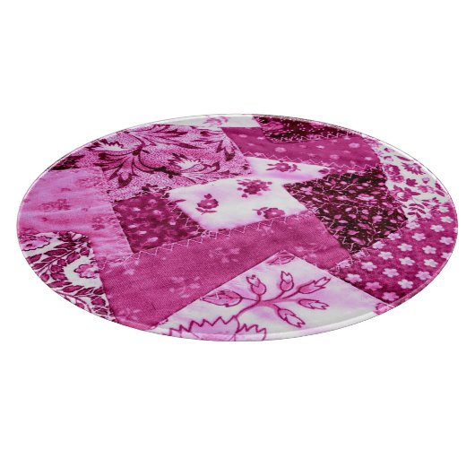 Crazy Quilt Patroon Roze Witte Bloemen Patchwork Snijplank (Hoek)