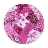 Crazy Quilt Patroon Roze Witte Bloemen Patchwork Snijplank (Voorkant)