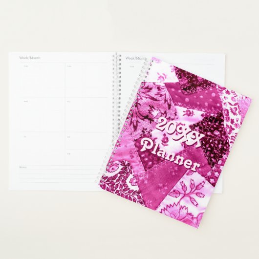 Crazy Quilt Patroon Roze Witte Bloemen Planner (Display)