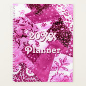Crazy Quilt Patroon Roze Witte Bloemen Planner (Voorkant)