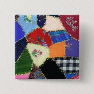 Crazy Quilt Pin Vierkante Button 5,1 Cm
