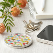 CRAZY QUILT Premium Ronde Sleutelhanger (Zijkant)