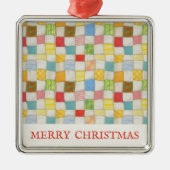 CRAZY QUILT Premium Vierkant Ornament + Tekst (Voorkant)