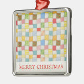 CRAZY QUILT Premium Vierkant Ornament + Tekst (Links)