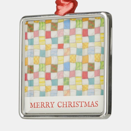 CRAZY QUILT Premium Vierkant Ornament + Tekst (Links)