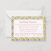 CRAZY QUILT "Quilting Classes" Visitekaartje Notitiekaartje (Voorkant)