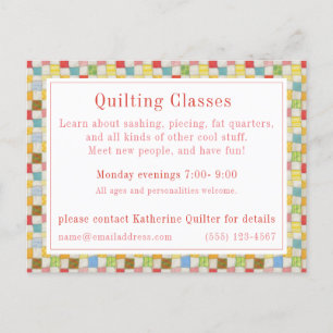 CRAZY QUILT "Quiltlessen" Briefkaart / Bedrijf