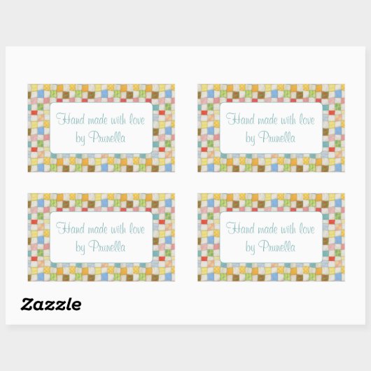 CRAZY QUILT Rechthoek "Hand Made" Stickers (Vel)