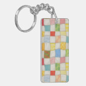 CRAZY QUILT Rechthoekige Acryl Sleutelhanger (Voorkant Links)