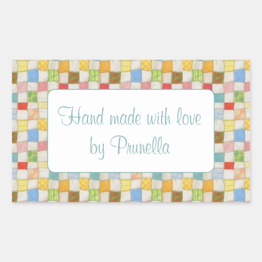 CRAZY QUILT Rechthoekige "Handgemaakte" Stickers (Voorkant)