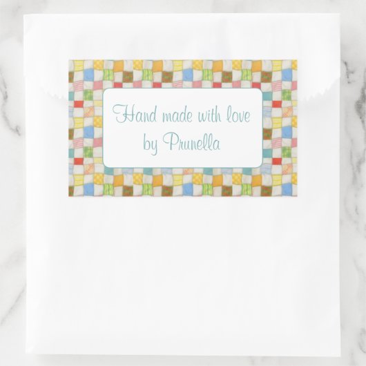 CRAZY QUILT Rechthoekige "Met de Hand Gemaakt" Sti Sticker (Tas)