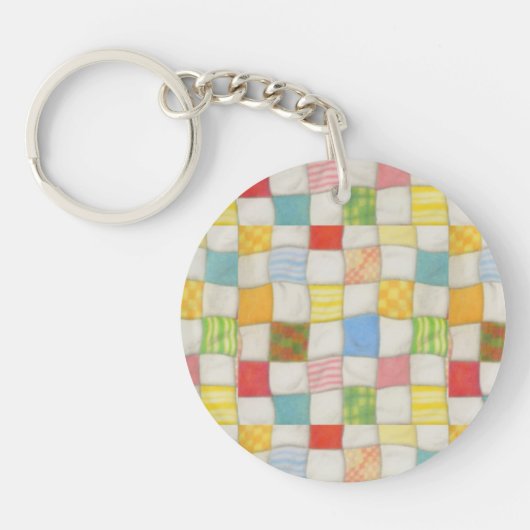 CRAZY QUILT Ronde Acryl Sleutelhanger (Voorkant)