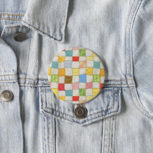 CRAZY QUILT Round Button (In situ)