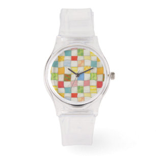 CRAZY QUILT siliconen riem wit horloge