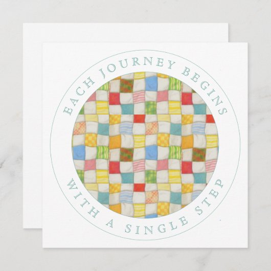 CRAZY QUILT Square Flat Aanmoediging Kaart (Voorkant / Achterkant)