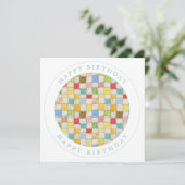 CRAZY QUILT Square Flat Birthday Kaart (Staand voorkant)