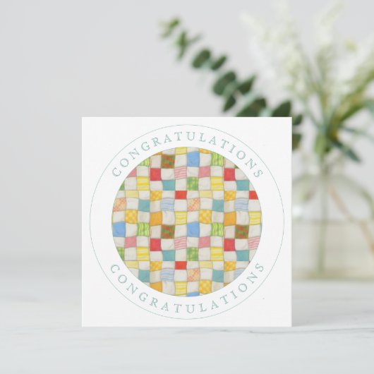 CRAZY QUILT Square Flat Gefeliciteerd Kaart (Staand voorkant)