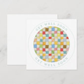 CRAZY QUILT Square Flat Get Well Kaart (Voorkant / Achterkant)
