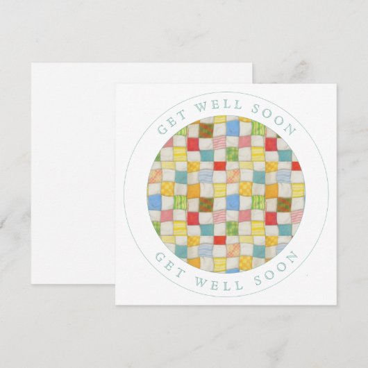 CRAZY QUILT Square Flat Get Well Kaart (Voorkant / Achterkant)