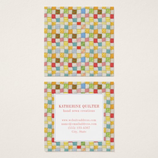 CRAZY QUILT Square Visitekaartje (Voorkant /achterkant)