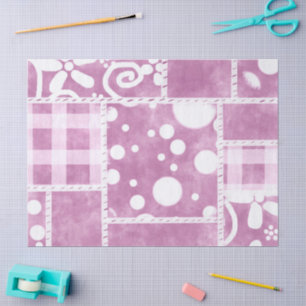 Crazy Quilt Stof Pink Bloemendecoupe Tissuepapier