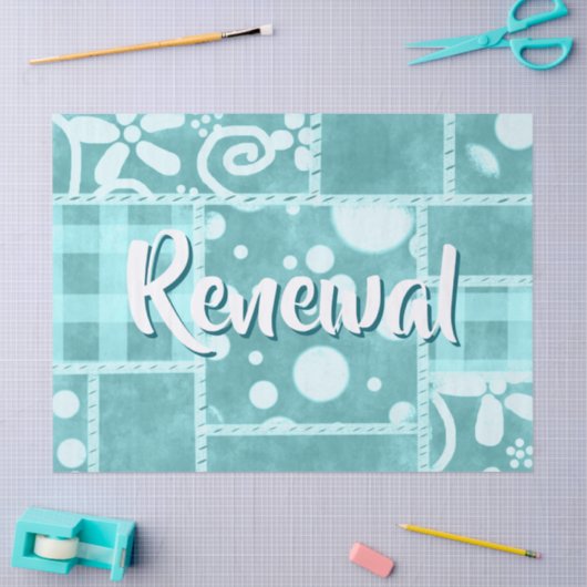 Crazy Quilt Teal Gingham Personalized Decoupage Tissuepapier (Craft)