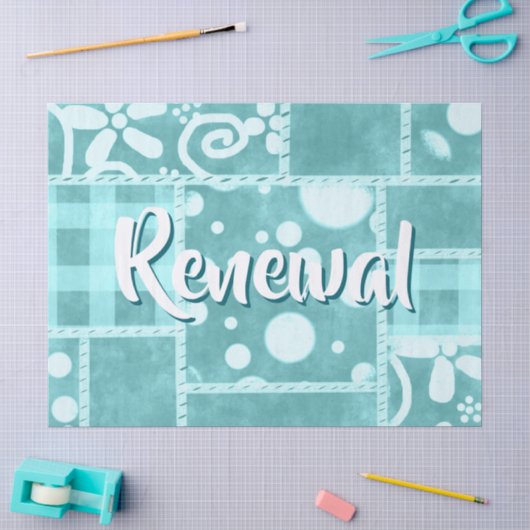 Crazy Quilt Teal Gingham Persoonlijke Decoupage Tissuepapier (Craft)