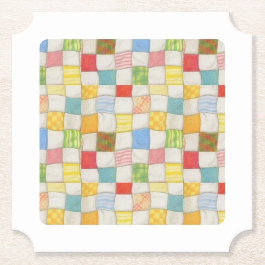 CRAZY QUILT Ticket Papier Onderzetters Wit (Voorkant)