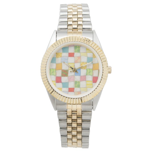 CRAZY QUILT Two-Tone Bracelet Watch Horloge (Voorkant)