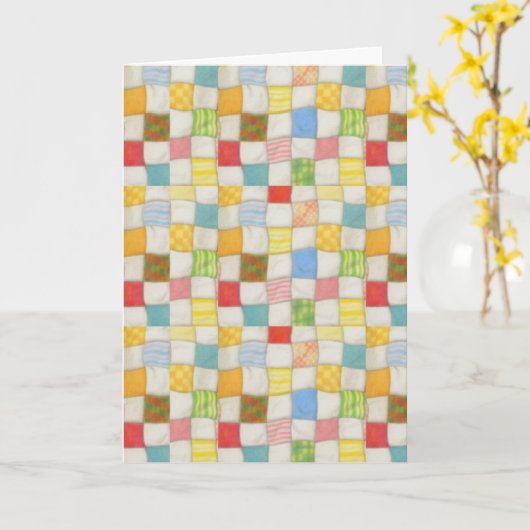 CRAZY QUILT Verjaardag Kaart (Gele Bloem)