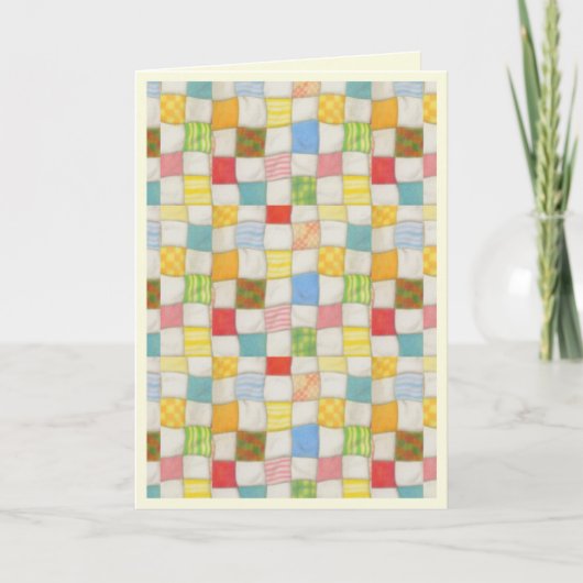 CRAZY QUILT Verjaardagskaart / Crème Kaart (Voorkant)