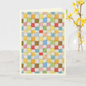 CRAZY QUILT Verjaardagskaart / Crème Kaart (Gele Bloem)