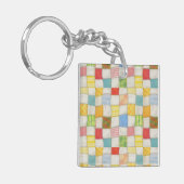 CRAZY QUILT Vierkant Acryl Sleutelhanger (Voorkant Links)
