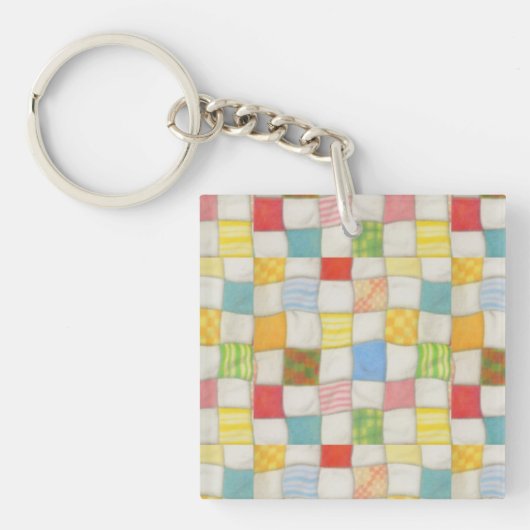 CRAZY QUILT Vierkant Acryl Sleutelhanger (Voorkant)