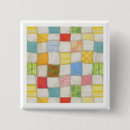 CRAZY QUILT Vierkante Pin Button - Wit (Voorkant)