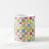 CRAZY QUILT Witte mok + tekst / Blauw (Center)