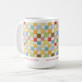 CRAZY QUILT Zakelijke ID Hoge Witte Mok (Voorkant links)