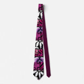 Crazy Quilt Zwarte Kersen Bloemmotief Stropdas (Voorkant)