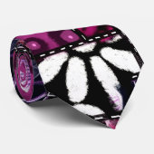 Crazy Quilt Zwarte Kersen Bloemmotief Stropdas (Opgerold)