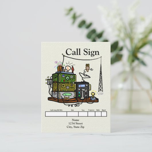 Crazy Radios en Owl QSL-kaart Briefkaart (Staand voorkant)