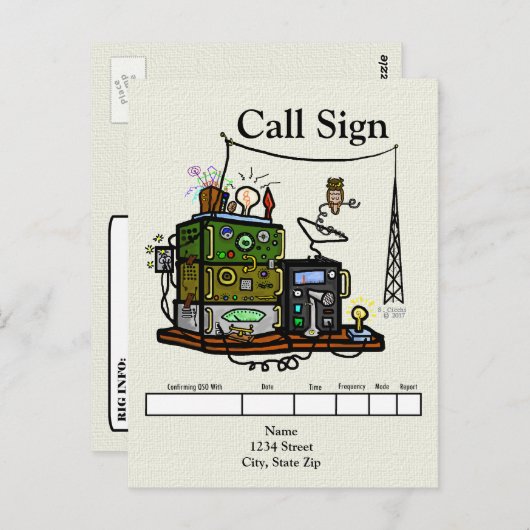 Crazy Radios en Owl QSL-kaart Briefkaart (Voorkant / Achterkant)