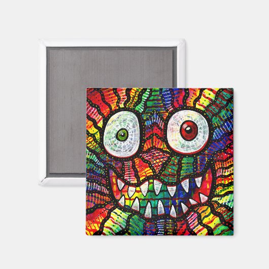 Crazy Rainbow Monster Smile Magneet (Voorkant / Achterkant)