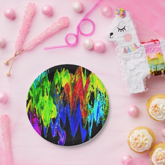 crazy rainbow papieren bordje (Feest)