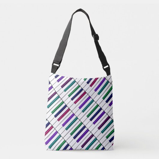 Crazy Rainbow Piano Keyboard Music Canvas tas (Voorkant)