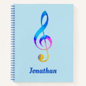 Crazy Rainbow Swirl Treble Clef en Name Notitieboek (Voorkant)