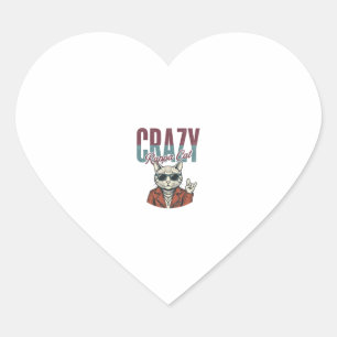 Crazy Rappa Cat Vintage Gravure T-Shirt Ontwerp_1 Hart Sticker