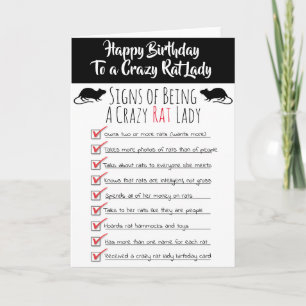Crazy Rat Lady Birthday-kaart Kaart